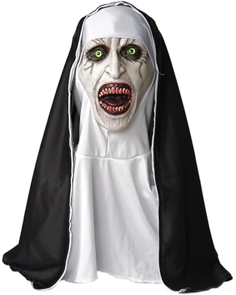Scary Nun Mask Halloween Latex for Women Costume,Lady Full Head Halloween Costume A...