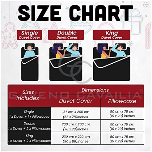 GC GAVENO CAVAILIA Luxury Santa Presents Duvet Cover, Easy Care Shiny Print Quilt Set Gift Bedding, Red Duvet Cover King Size