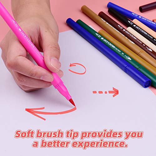 Aibecy 60 cores caneta marcador de pintura 0,4 mm ponta fina e ponta de pincel marca-texto 1-2 mm pa