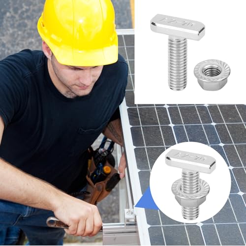 SMLOPLOM 20 Stück M8 T Schrauben und 20 Stück M8 Sechskantmuttern, Edelstahl Hammerkopfschrauben Set, für Industrie, Möbelmontage, Maschinenbau, Silber