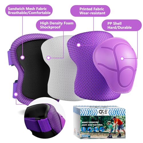 Image of CKE Knee Pads for Kids Knee Pads and Elbow Pads Toddler Protective Gear Set Kids Elbow Pads and Knee Pads for Girls Boys with Wrist Guards 3 in 1 for Skating Cycling Bike Rollerblading Scooter Upgraded.