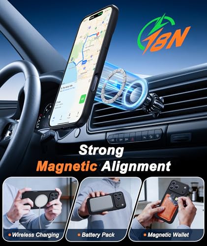 Image of FNTCASE for iPhone 17 Pro Max Case: [Compatible with Magsafe] Solid Black Matte 17 Promax Magnetic Phone Cover with [Full Camera Protection] [Screen Protector] Military Grade Shockproof Protective