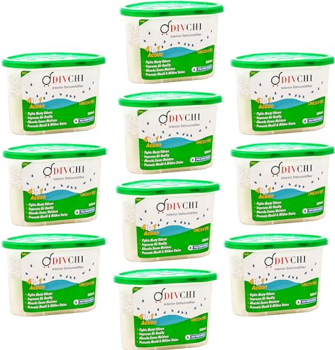 DIVCHI Confezione da 10 deumidificatori per interni da 500 ml, per eliminare umidità, muffa,...