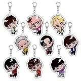 [SANAKU] スノーマン キーホルダー ラウール 岩本照 佐久間 宮舘涼太 目黒蓮 渡辺翔太 向井康二 阿部亮平 キーチェーン 鍵 飾り 携帯ストラップ 装飾品 かばん掛け 軽量 オシャレ 記念品 車のキー ペンダント 誕生日 プレゼント (E) [並行輸入品]