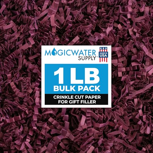 MagicWater Supply Crinkle Cut Paper Shred Filler-1LB Burgandy - Decorative & Protective Packaging for Bridesmaid Gifts & Bridesmaid Proposal Gifts Holiday Stuffers Birthdays Wedding & Anniversaries