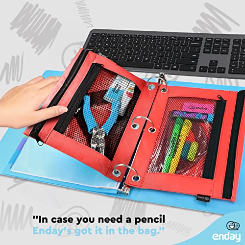Image of Enday Red Pencil Pouch For 3 Ring Binder, Zippered Binder Pencil Pouches, 3 Ring Pencil Pouch for Binder, Pencil Case for Binder, Large Pencil Bags for School, Home, and Office