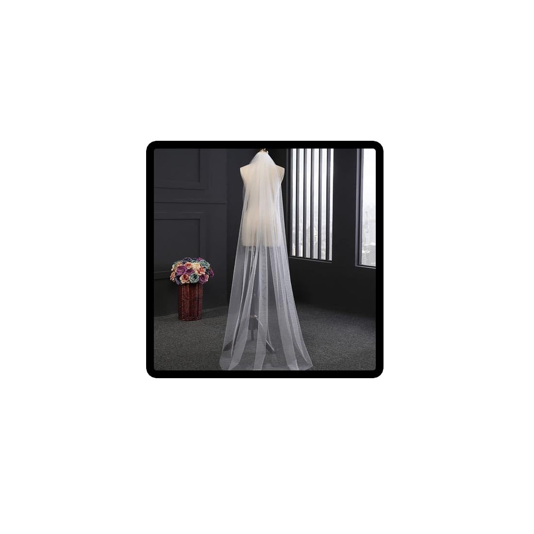 Wedity Women's White Bridal Veil 1 Layer Wedding Tulle Cut Edge Round Tail Veil With Comb For And Girls (White)
