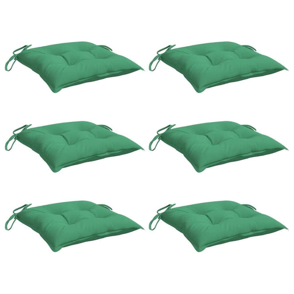 vidaXL Lot de 6 Coussins de Chaise, Galette de Siège avec Jeux de Cordes, Coussin d'Extérieur Imperméable, Vert 40x40x7 cm Tissu Oxford