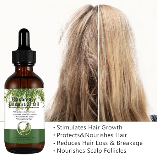 Organic Rosemary Oil- Rosemary Essential Oil for Hair Growth-60ML Pure Rosemary Oil,Hair Care Essential Oil Strengthens Hair Roots and Nourishes the Scalp for Women&Men - Image 3