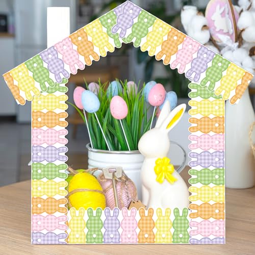 Image of BeYumi Plaid Bunny Border Trim - 65ft Spring Bunny Plaid Rolled Border Trim Back to School Cute Colorful Rabbit Checkered Bulletin Board Set Classroom Home Door Party Church Chalkboard Wall Decoration