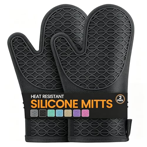 Oven Gloves Silicone Oven Gloves with Non-Slip Oven Mitts Heat Resistant Soft Lining Oven Glove for Cooking Baking Home Utility Gloves