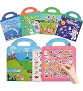 Kqpoinw 4PCS Wiederverwendbare Statische Aufkleberbücher Kinder Aufkleber Bücher Lernspielzeug fü...