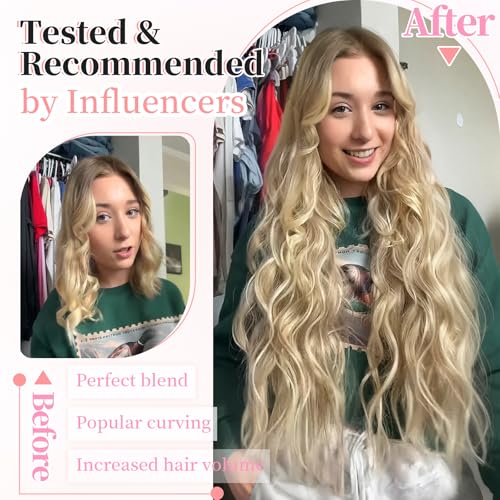 Image of KooKaStyle Wavy Thick Clip in Hair Extensions 20 inch Beach Blonde