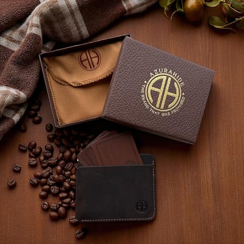 ZeroFold Slim Credit Card Holder – Men's Minimalist Handmade Full Grain Leather Wallet, Hand-Burnished & Oiled Finish, Super slim & Holds up to 8 Cards4