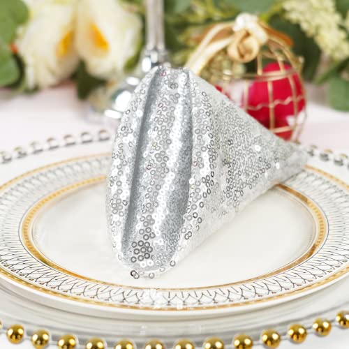 Servilletas de lentejuelas SquarePie 12 x 12 pulgadas plata miniatura 6