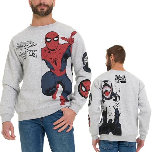 Marvel Spider-Man Venom Split Fleece Crewneck Mens Sweatshirt with Embroidery
