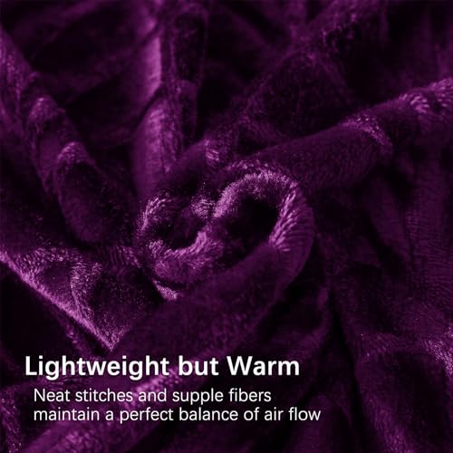 Whale Flotilla Flannel Fleece Queen Size Blanket for Bed, Soft Fluffy Velvet Bedspread Coverlet with Decorative Vintage Pattern for All Season, Warm and Lightweight, 90x90 Inch, Purple