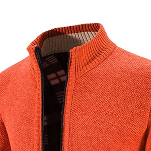 Maiyifu-GJ Men's Full Zip Sweater Long Sleeve Stand Collar Cardigan Sweaters Fleece Lined Slim Fit Knitted Outerwear4