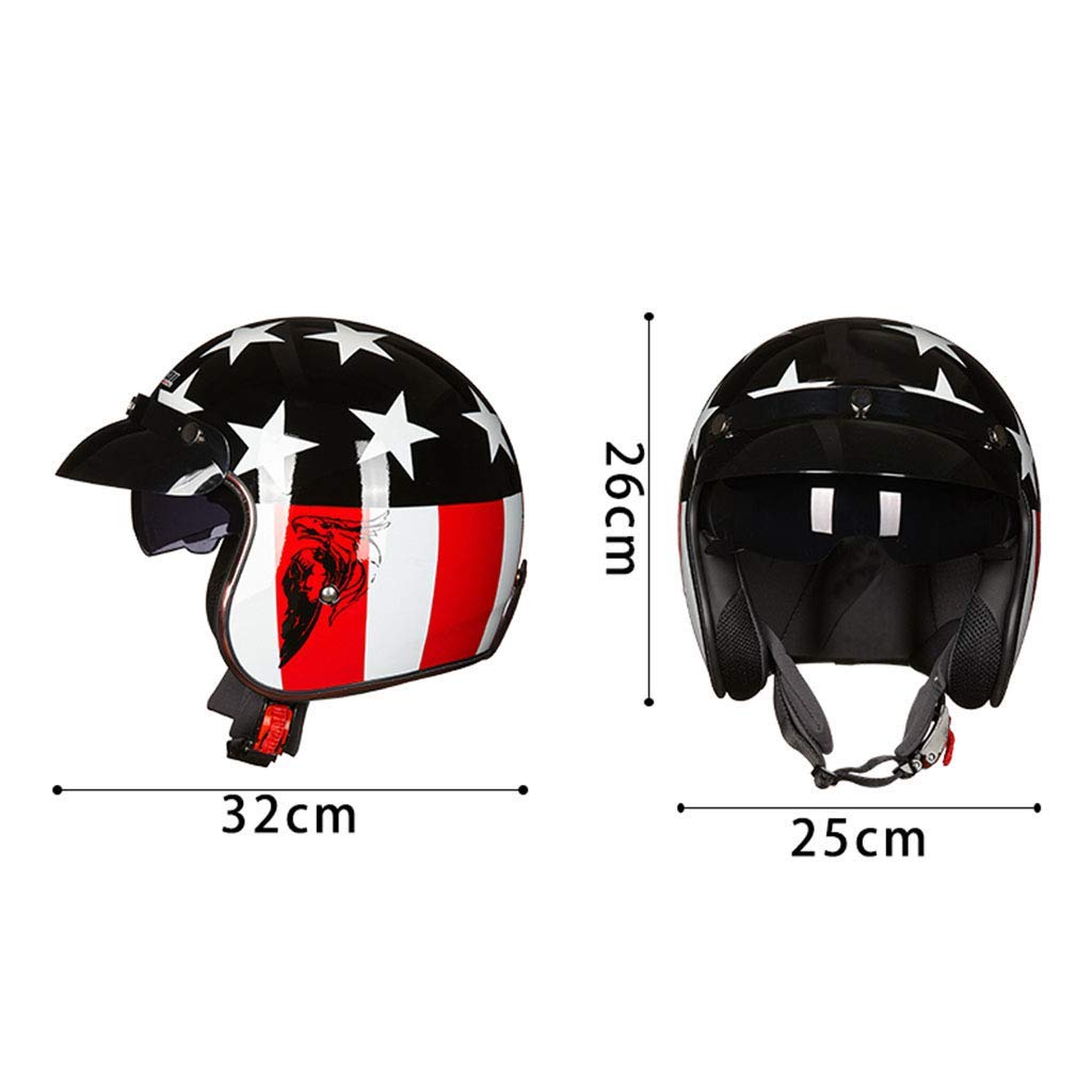 BGMKE Classic Motorcycle Helmet With Goggles Vintage Open Face Sun