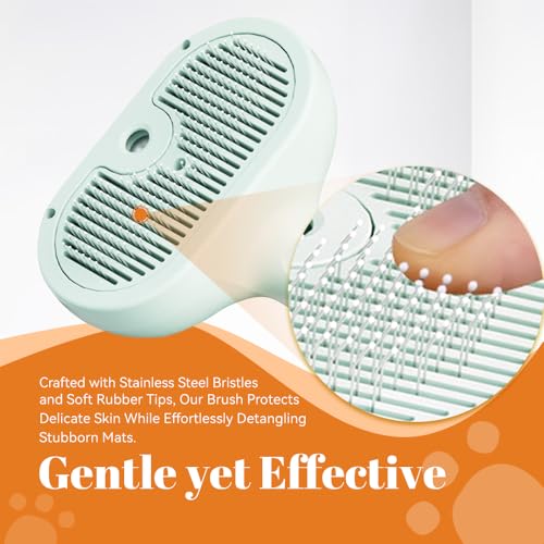 Image of Cat Steam Brush, 3 in 1 Pet Spray Hair Removal Comb for Shedding & Grooming, Pet Grooming Brush with Spray, One-Click Release Button and Tank, Spritz Defur Comb for Cats Dogs, Effective(White)