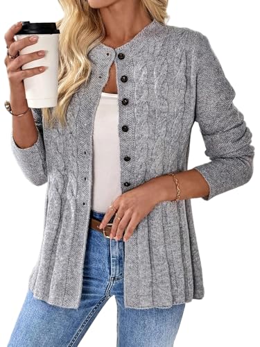 Tozamil Women's Long Sleeve Button Up Cable Knit...