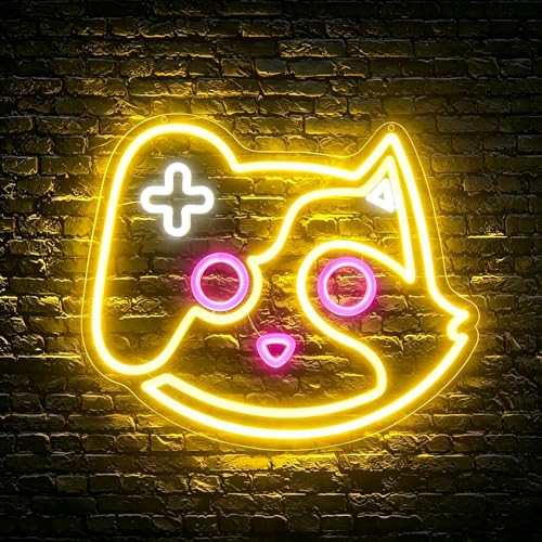 Image of Yellow Neon Sign Led Neon Lights Signs for Wall Decor USB Powered Led Signs for Room Decoration-Game Cat