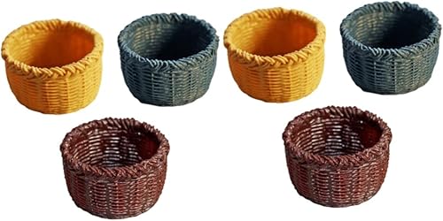 CIYODO 6 piezas de manualidades de casa de muñecas fiestas cumpleaños cestas naturales manualidades mimbre hadas verduras recuerdos vivos regalos