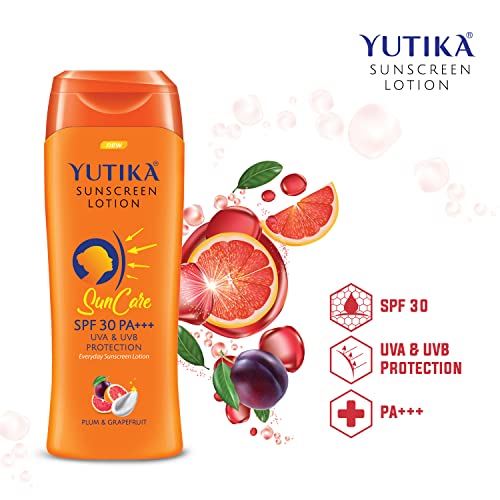 Image of Yuthika Almond Body Lotion 200ml with Sunscreen Lotion 100ml, Sunscreen SPF 30 PA+++ with UVA & UVB Protection, Nourishing Body Lotion for Women & Men