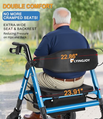 Image of Heavy-Duty Walkers for Seniors with seat,450Lb Bariatric Rollator Walker