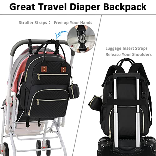 Tenot Baby Diaper Bag Backpack, Travel Diaper Bags For Baby Girl Boy Large Capacity Baby Bag Backpack For Women Black #TOP3