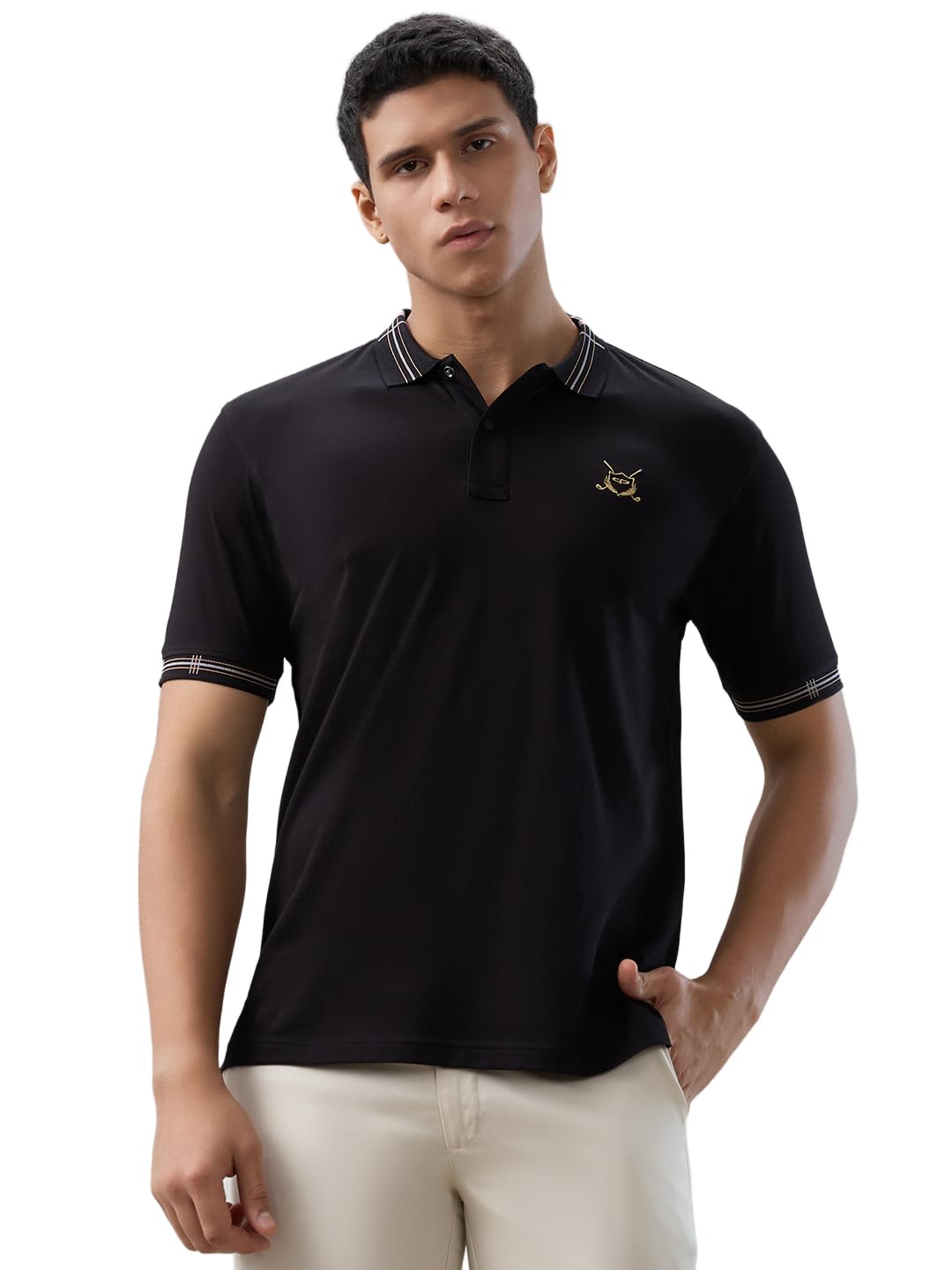 colorplus Men Regular Fit Solid Pattern Pure Cotton Polo Neck Half Sleeve Casual T-Shirt-picture-21