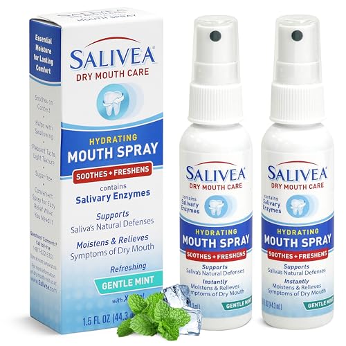 SALIVEA Extra Gentle Dry Mouth Spray - Soothing Mint Mouth Spray with Natural Salivary Enzymes - 250 Pumps (2 Pack)