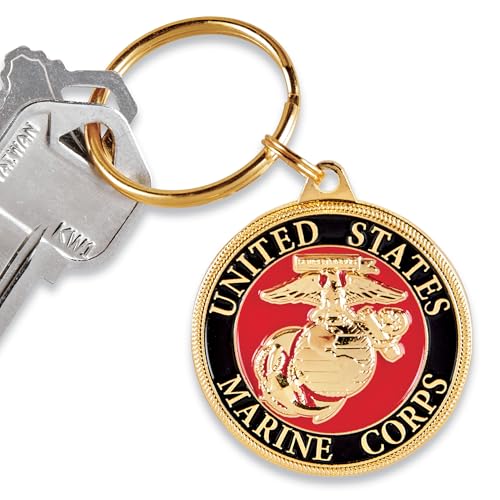 Image of EEC, Inc. US Marine Corps Logo Keychain Patriotic Key Ring Military Gift Men Women Veteran,Red,1 1 /2 inch