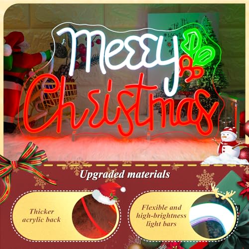 Image of ineonlife Christmas Window Lights Merry Christmas Sign LED Light Bar Neon Signs for Wall Decor Holiday Party Home Bar Decoration Neon Light for Wall Decor Festival Celebration