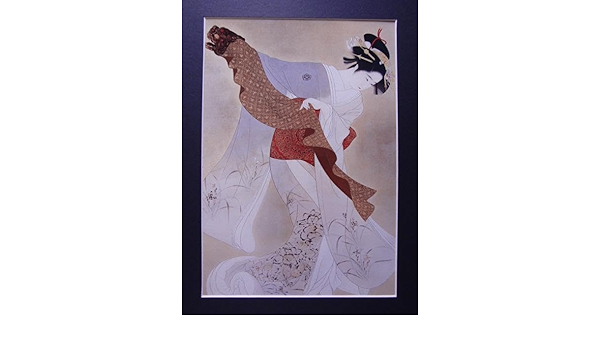 伊東 深水、「鏡」、額装用希少図版、新品額・額装付き、状態良好