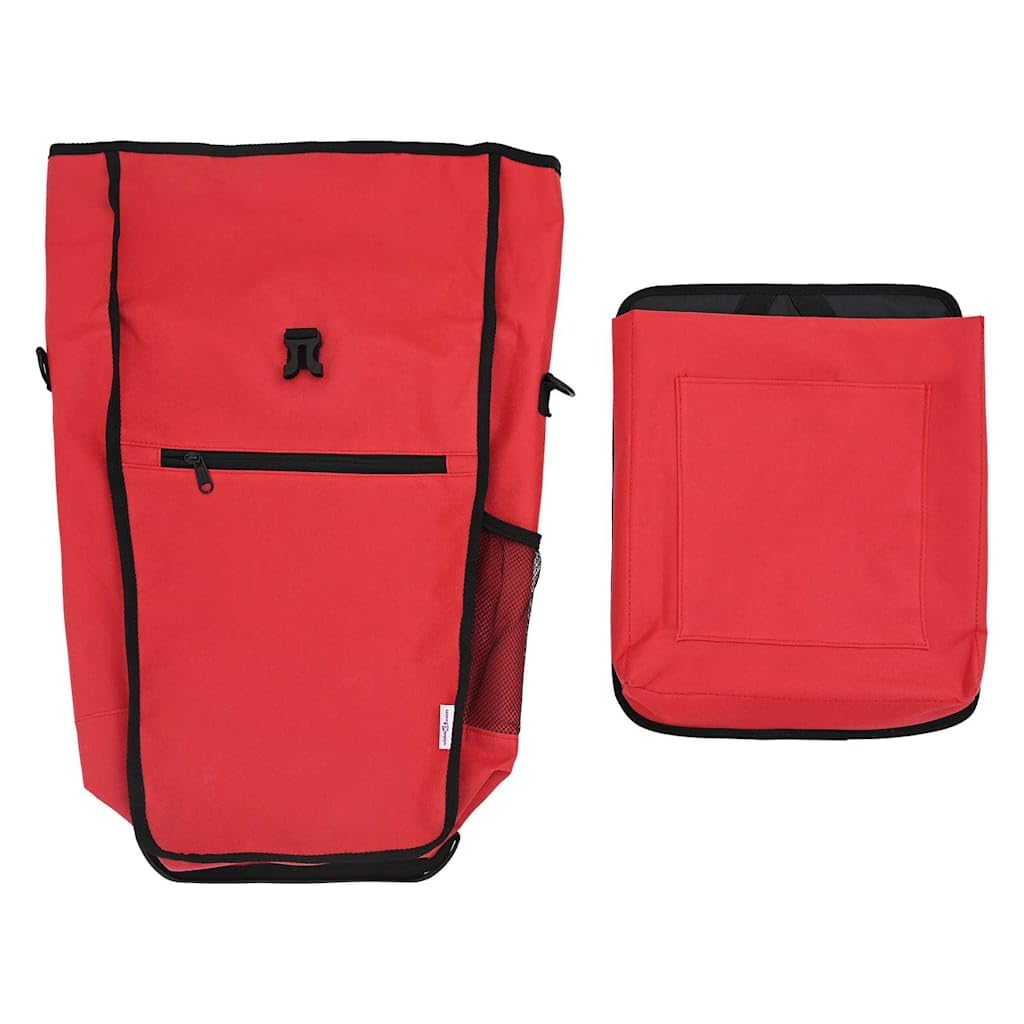 Torba rowerowa czerwona z poliestru 34 x 16 x 59 cm, przestronna i wodoszczelna, nadaje się do rowerów MTB, rowerów wyścigowych, trekkingowych, miejskich i e-rowerów, ergonomiczna i