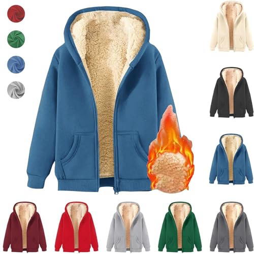 Hoodies for Women Winter Fleece Sweatshirt Full Zip Up Thick Sherpa Lined Hooded Jacket Y2K Warm Coats Pockets4