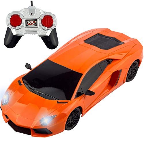 Liberty Imports RC Remote Control Sports Car with LED Headlights and Backlights 1:18 Scale (Orange)