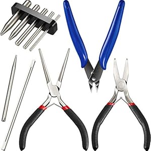 10 Pieces Metal DIY Model Tool Sets Tab Edge Cylinder Cone Shape Bending Assist Tools and Nozzle Pliers Flat Nose Pliers…