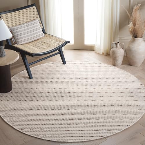 SAFAVIEH Vermont Collection Area Rug - 6' Round, Ivory/Beige, Geometric