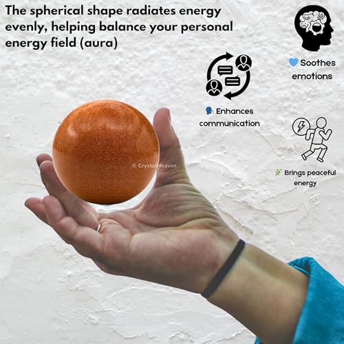 Image of Crystal Heaven Certified Red Goldstone Ball for Meditation - Premium Vastu Items for Home and Feng Shui Items for Good Luck - Ideal for Pooja Supplies and Spiritual Practices (2 inch Inch)