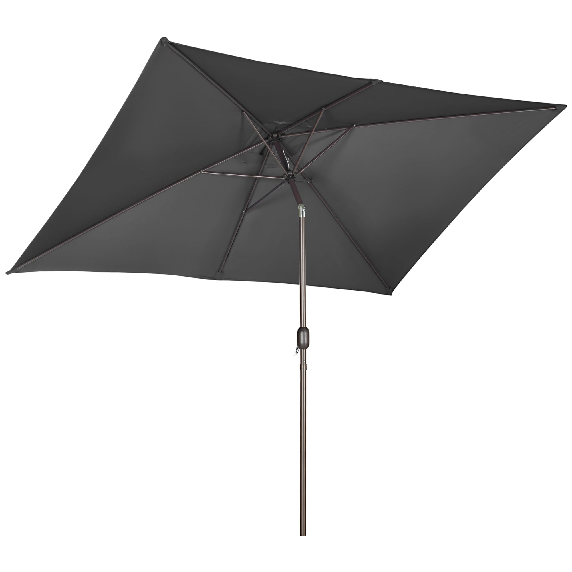 Outsunny 6.5x10ft Patio Umbrella, Rectangle Market Umbrella with Aluminum Frame and Crank Handle, Garden Parasol Outdoor Sunshade Canopy image 8