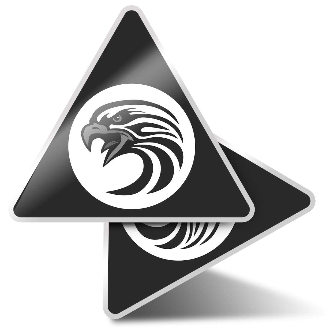 Destination Multi 2 X Triangle Stickers 7.5Cm - Bw - Angry Eagle Head Bird Of Prey Fun Decals For Laptops,Tablets,Luggage,Scrap Booking,Fridges #35020