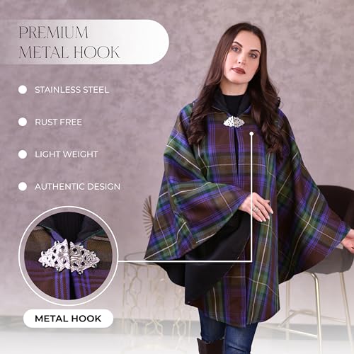 Women's Vintage Plaid Knitted Scottish Cape Traditional Cardigan3