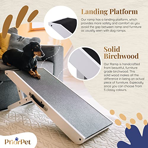 Dog-ramp-for-Couch–Non-Slip-Sturdy-Build-Foldable-Dog-ramp–Supports-up-to-200lbs–Adjustable-7-to-20–Landing-Platform-Seamlessly-Connects–Birchwood-Pet-Ramp-for-Small-Dogs–White Dog ramp for Couch–Non Slip Sturdy Build Foldable Dog ramp–Supports up to 200lbs–Adjustable 7 to 20–Landing Platform Seamlessly Connects–Birchwood Pet Ramp for Small Dogs–White