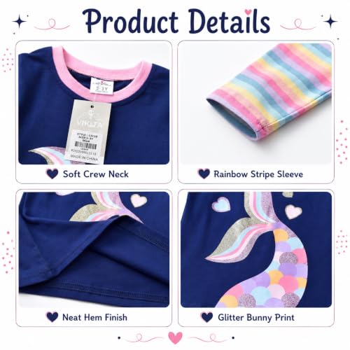 Image of VIKITA Girls Long Sleeve T-Shirt, Cotton Graphic Top