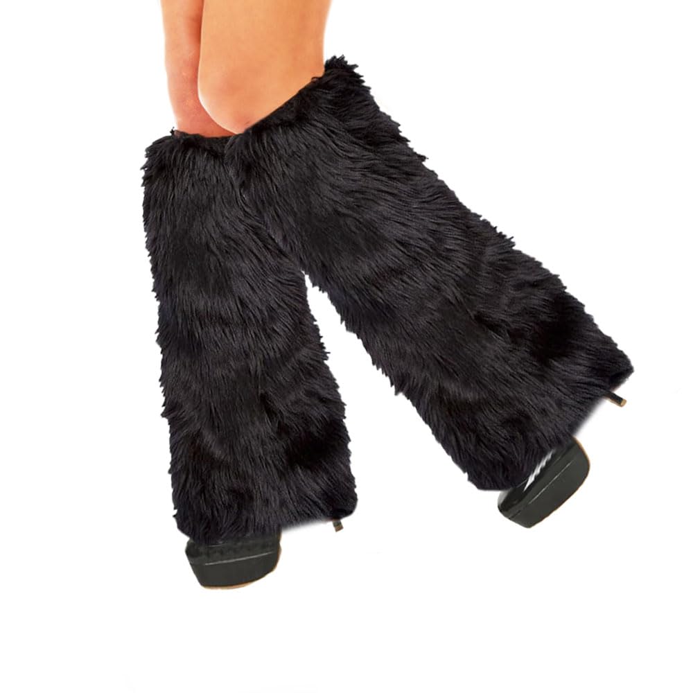 QEXUJOW Beenkappen voor dames, pluche beenwarmers met 45 cm beengesp