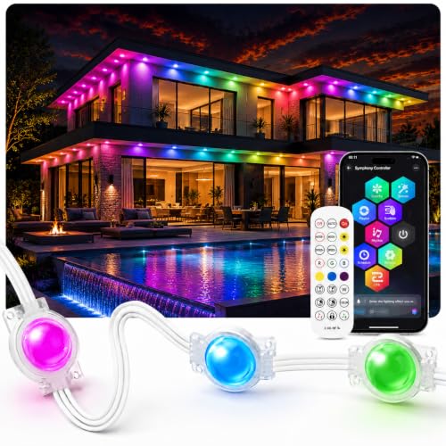 50FT Permanent Outdoor Lights for House, RGB+IC Smart Christmas Lights