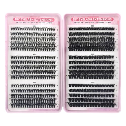 Image of MAYCREATE 570pcs Lash Clusters Fake Eyelashes Eye Lashes for Women 8 10 12 14 16mm Mixed Length & Densities Cluster Lashes Eyelash Wispy Cat Eye Custom Volume False Eyelashes (Non-Adhesive)