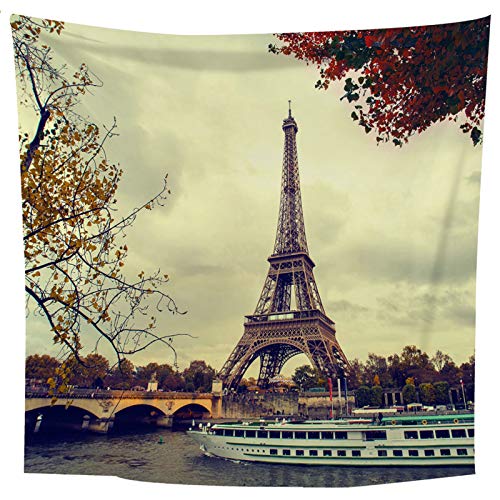 Tapiz de pared KnSam con diseño de Torre Eiffel, acabados de poliéster 6